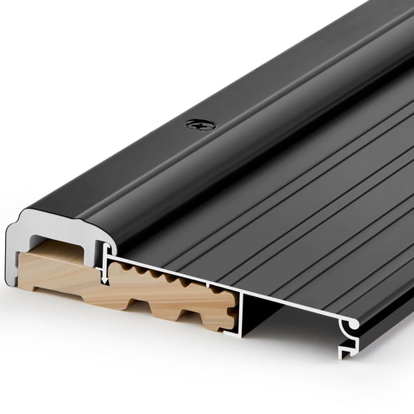 Blulu 36" Aluminum Exterior Door Threshold 5 5/8" Swing Threshold Black Heavy Duty Aluminum Door Sill Pan for Weatherproof & Easy Install for Residen