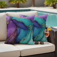 thumbnail image 2 of Outdoor Pillow Cover Green Blue Puple Texture Set of 2 Waterproof Throw Pillowcases Abstract Marble Style Decorative Patio Furniture Pillows for Couch Garden Indoor & Outdoor Use, 2 of 9