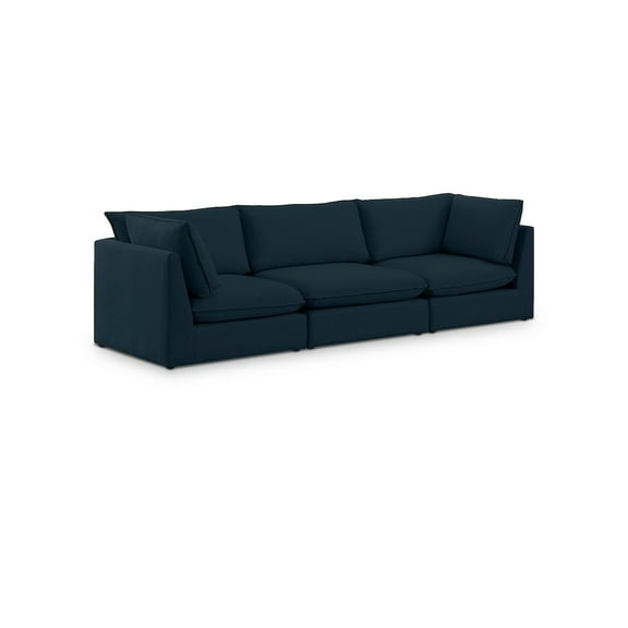 Meridian Furniture Mackenzie Navy Durable Linen Textured Modular Sofa