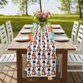 thumbnail image 4 of Happy Groundhog Day Table Runner, Vintage Cartoon Black Hat Groundhog Washable Cotton Linen Table Runners 108 Inches Long, Dresser Scarf Runner for Dining/Living Room/Kitchen/Square Tables 13''x108'', 4 of 9