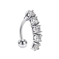thumbnail image 1 of TechWave Stainless Steel Rhinestone Navel Belly Button Rings Geometric Shape Navel Rings Zircon Belly Navel Piercing Jewelry For Women Girls U Belly Button Piercing Reverse Belly Button Piercing Real, 1 of 4