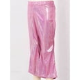 thumbnail image 4 of Haitryli Kids Girls Boys Stage Performance Shiny Flared Pants Elastic Waistband Bronzing Bell Bottom Pants Rose Red 12-14, 4 of 7