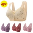 thumbnail image 2 of 4 Pack Daisy Bras for Older Women, 2024 Comfortable Convenient Front Close Button Cotton Bras for Older Women No Wire, Buckle Bra, 2 of 8