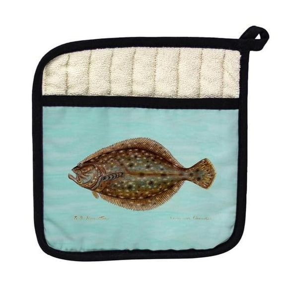 Betsy Drake PT014C Flounder Aqua Pot Holder