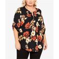 thumbnail image 1 of avenue Womens Eastbrook Floral Knit Blouse, black, Plus Size, 18W, 1 of 1
