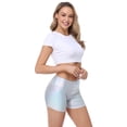 thumbnail image 6 of HDE Shiny Metallic High Waisted Rave Shorts Festival Disco Dance Workout Shorts, 6 of 6