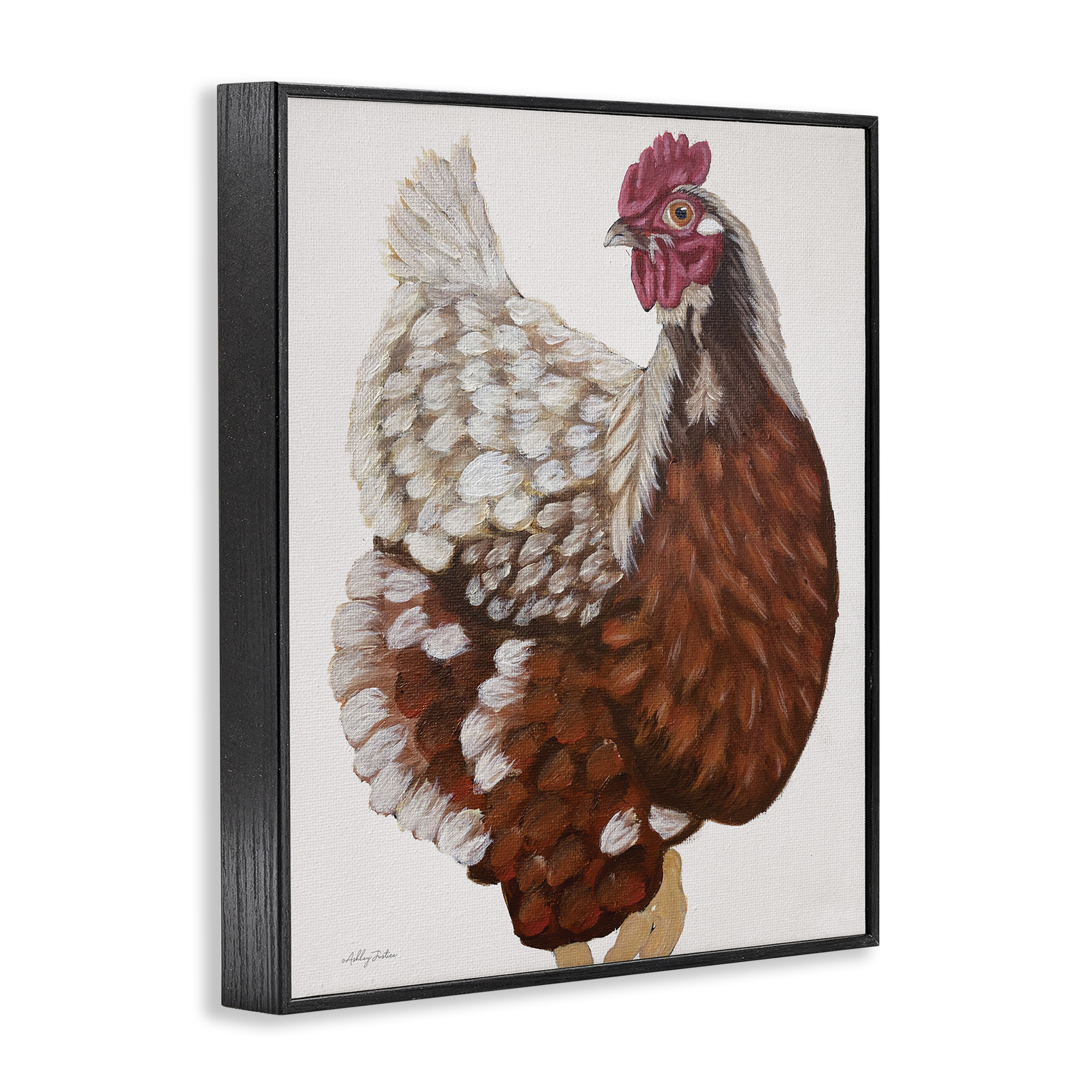 Stupell Industries Traditional Chicken Portrait Animals & Insects Painting Black Framed Art Print Wall Art, 11 x 14