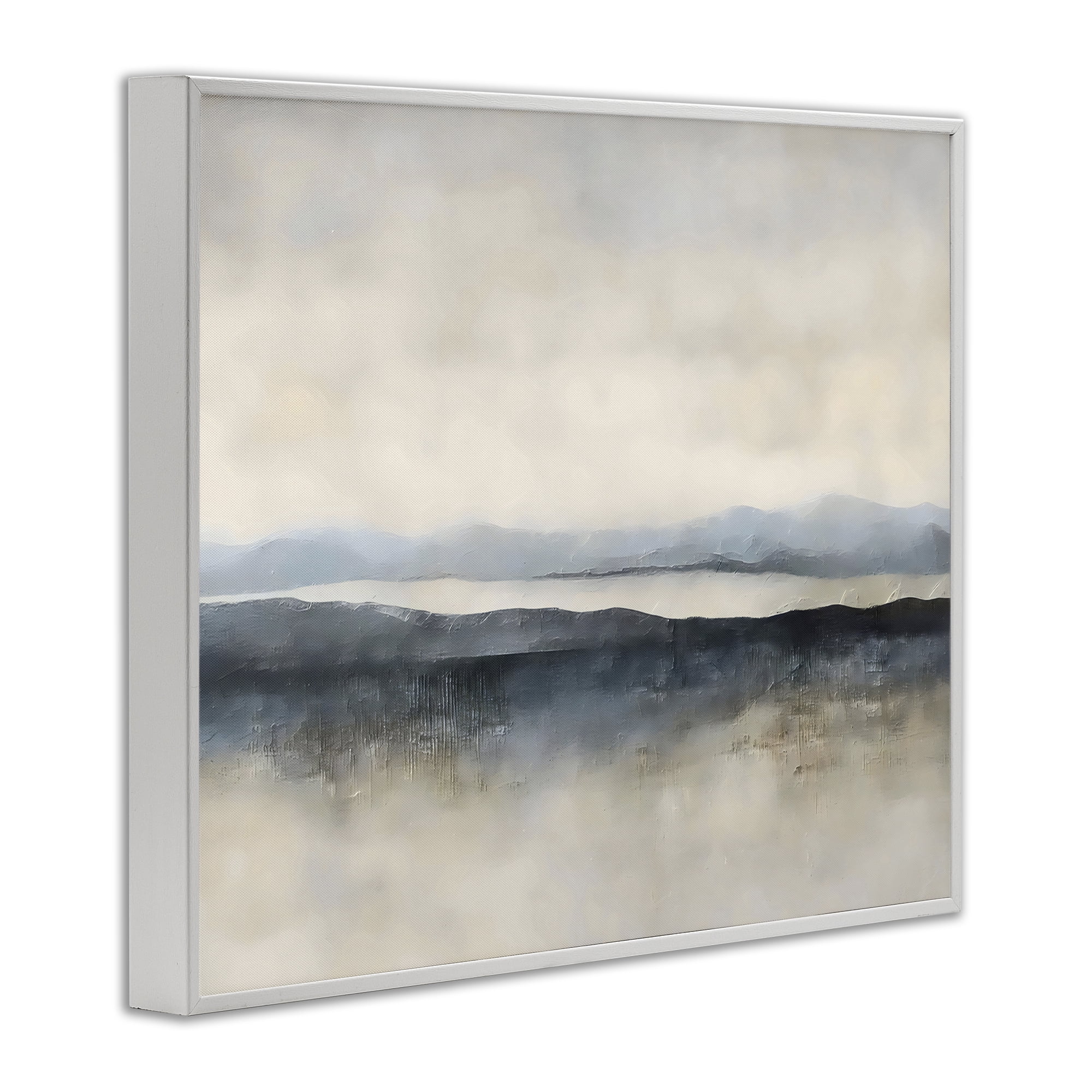 Stupell Industries Misty Muted Horizon White Framed Giclee Art, design by Riley B