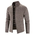 thumbnail image 4 of UTTOASFAY Mens Zip Up Knitted Cardigan Thick Sweater Stand Collar Fleece Lined Warm Coffee 14(XXXL), 4 of 9