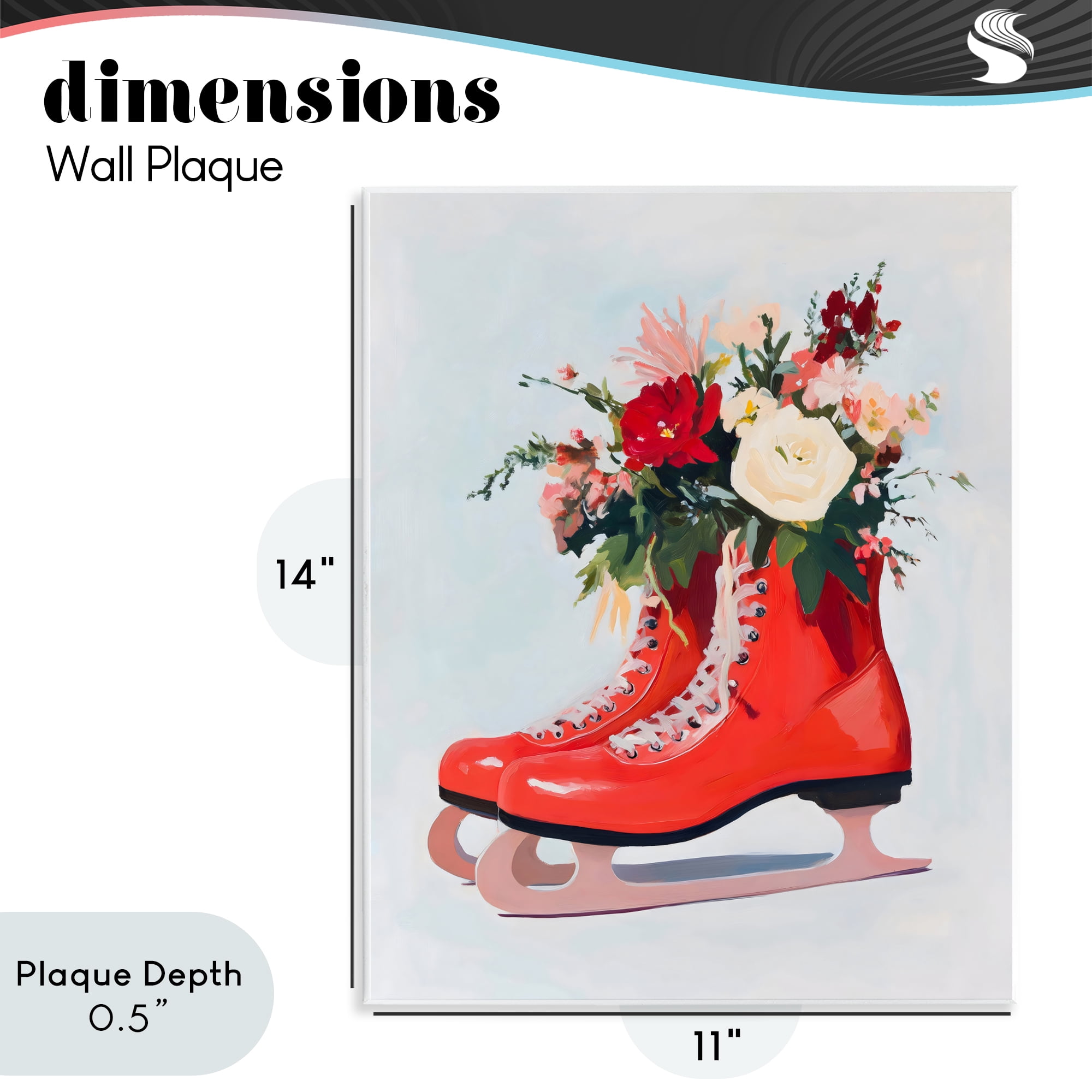 Stupell Industries Floral Ice Skates Wall Plaque Art, design by The Prints Vibe