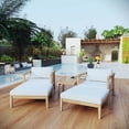 thumbnail image 2 of Lounge Sofa Chair Table Set, White Natural, Teak Wood, Fabric, Modern Contemporary, Outdoor Patio Balcony Cafe Bistro Garden Furniture Hotel Hospitality, 2 of 8