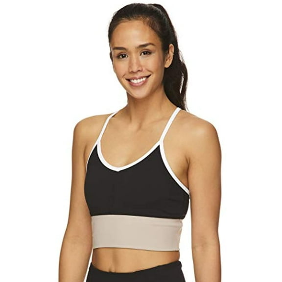 Gaiam Women's Strappy Wireless Bralette Medium Impact Longline Racerback
