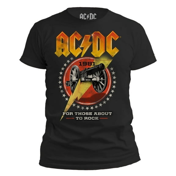 AC/DC For Those About to Rock 1981 Jagged Logo Band Power Up Tee for Men T-Shirt Small Black