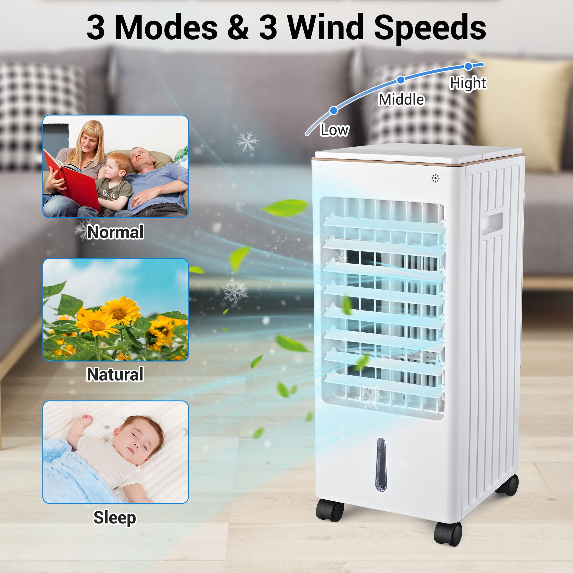 Yescom 3-in-1 Portable Evaporative Air Cooler Conditioner Fan 110V with Humidifier & Remote Control for Home Garage 21 inch