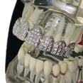 thumbnail image 4 of Mens Grillz Eight Top Teeth Silver Tone Micro Pave Bling Iced CZ 8 Tooth Premade Hip Hop Grills, 4 of 6