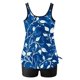thumbnail image 4 of Trajes de baño Amzcrzy Tankini para mujer, trajes de baño, trajes de baño de dos piezas con control de abdomen, bikini para mujer con estampado conservador y espalda con tiras, traje de baño azul, M, 4 of 5