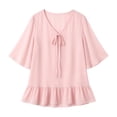 thumbnail image 5 of Trikvn Chiffon Tops for Women V Neck Tie Front Flutter Short Sleeve Tops Ruffle Peplum Blouses Flowy Elegant Casual Dressy Babydoll Tunic Summer Fall Shirts, 5 of 7