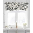 thumbnail image 2 of Faux Linen Valances for Windows Summer Watercolor Gray Flowers Beige Curtains Valance Light Filtering Rod Pocket Small Window Treatment for Kitchen Living Room Bedroom 54x18In, 2 of 6
