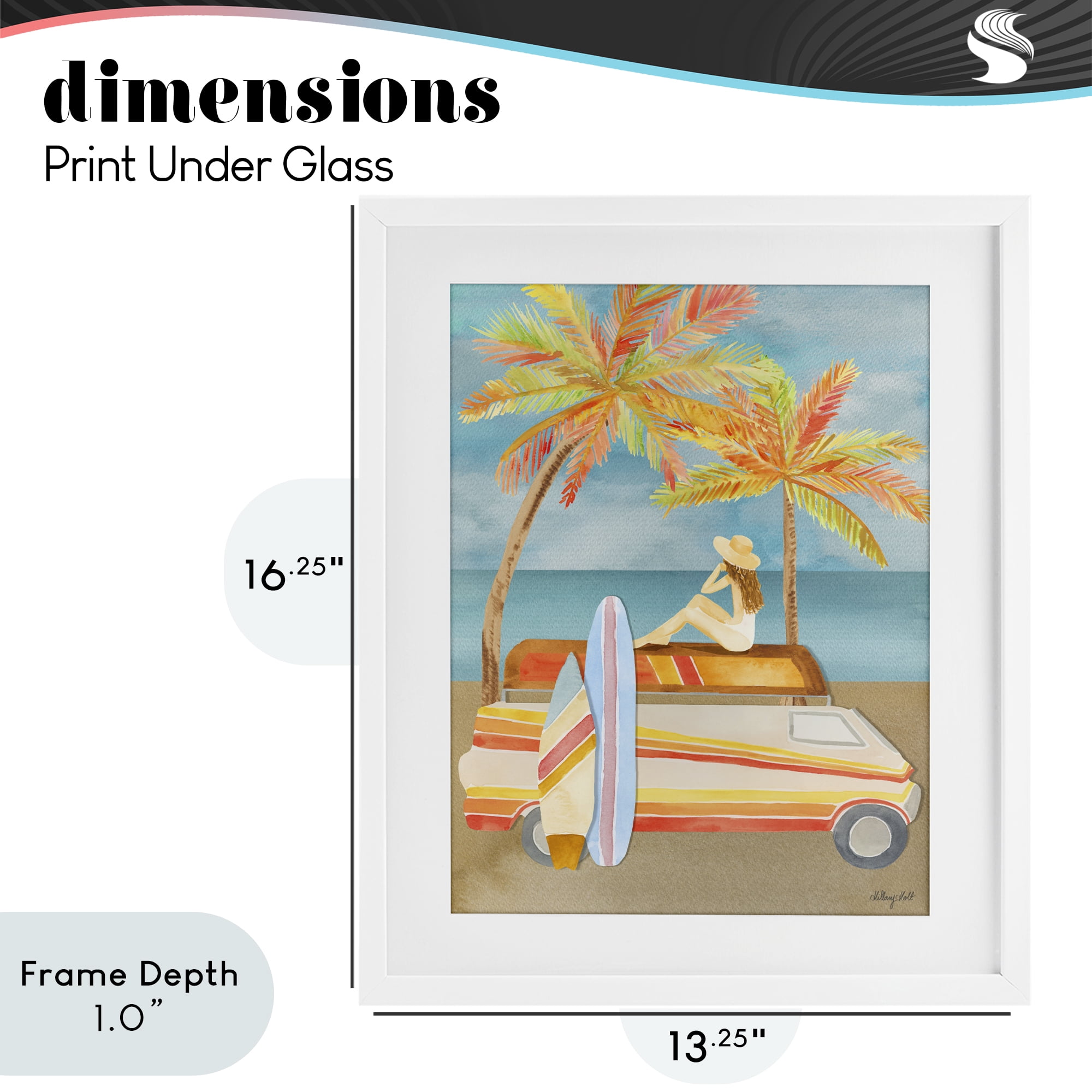 Stupell Industries California Road Trip White Framed Print Under Glass, design by Hillary Holt