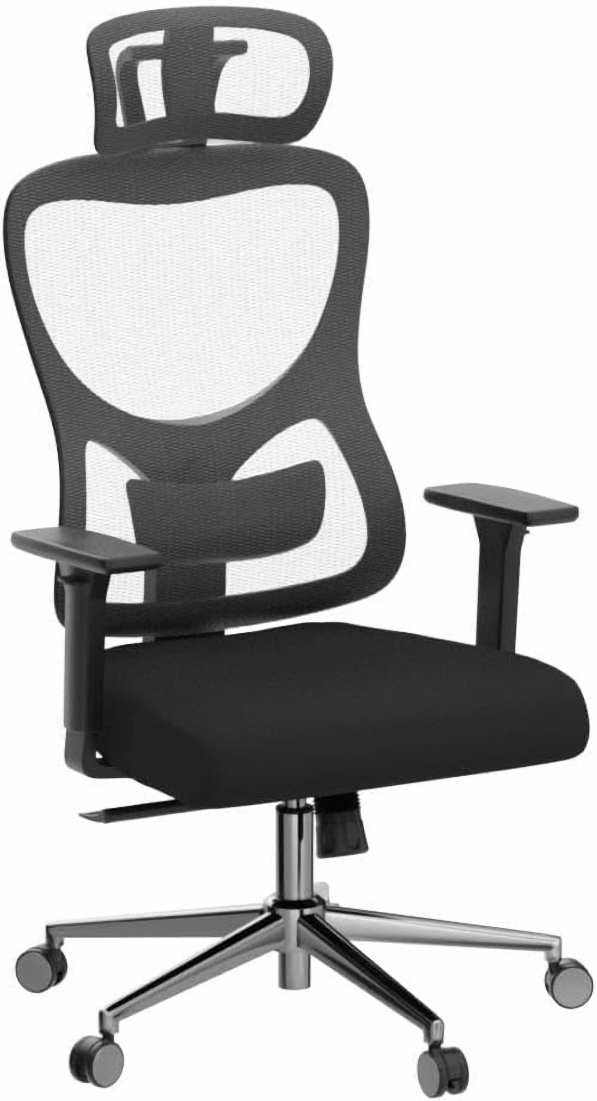 Farini Ergonomic Mesh Office Chair, Computer Desk Chair Ergonomic with Headrest, Adjustable Lumbar Support and 3D Armrests, High Back Office Chair, Black & Black
