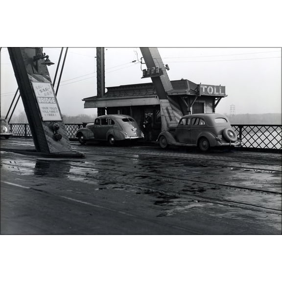24"x36" Gallery Poster, The Ak-sar-ben toll bridge between Council Bluffs, Iowa and Omaha, Nebraska in 1938