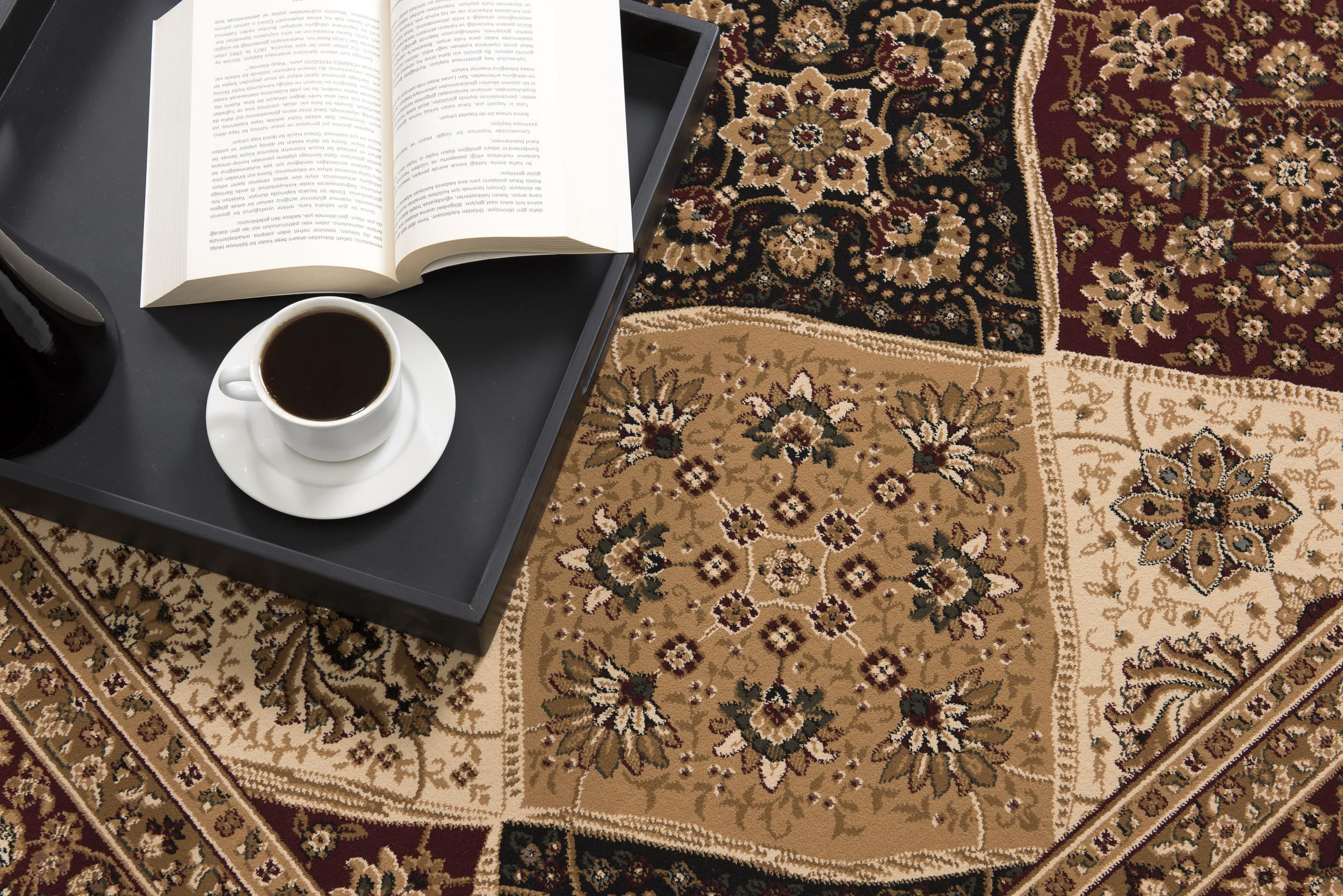 Tapis d'intérieur marocain Branch Majestic 2' x 4' (taille exacte : 2'3" x 4') - Rouge et noir - Traditionnel - Entrée, couloir, salle de bain et cuisine