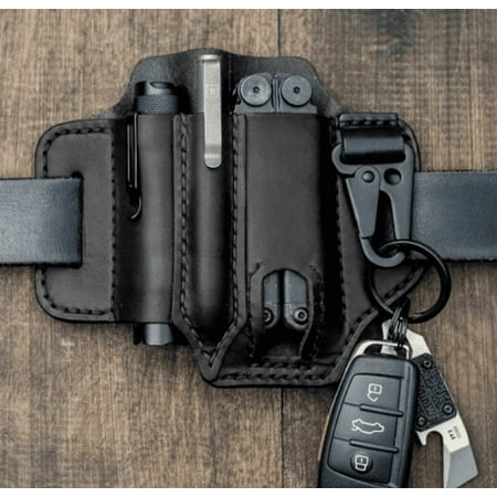 

SHELLTON Leather Belt Loop Waist Multitool Sheath EDC Pocket Organizer with Key Holder Leather Knife Sheaths Flashlight Holster，for Training Camping Climbing Fishing Traveling
