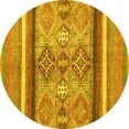 thumbnail image 1 of Ahgly Company Machine Washable Indoor Round Abstract Yellow Modern Area Rugs, 8' Round, 1 of 4