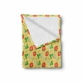 thumbnail image 2 of Strawberry Soft Flannel Fleece Throw Blanket, Fresh and Healthy Summer Fruits and Blossoms Organic Eating, Cozy Plush for Indoor and Outdoor Use, 60" x 80", Mustard Vermilion, by Ambesonne, 2 of 6