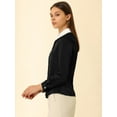 thumbnail image 4 of Unique Bargains Femmes de Satin Contraste Double Tour vers le Bas Col Bouton de Base jusqu'à Chemise, 4 of 6
