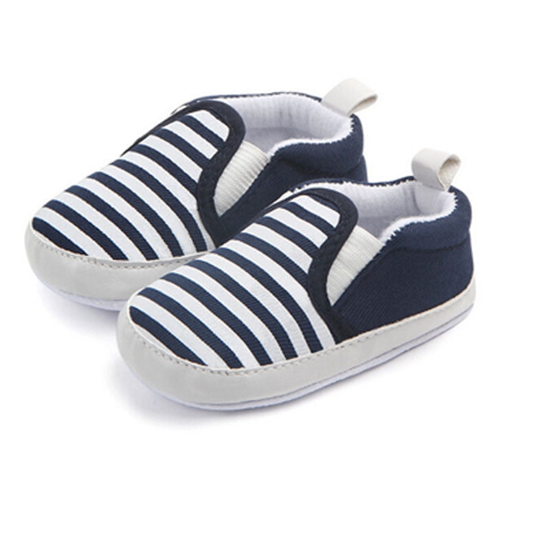 DZT1968 Baby Girl Boy Stripe Soft Sole Casual Shoes Prewalker Sneaker