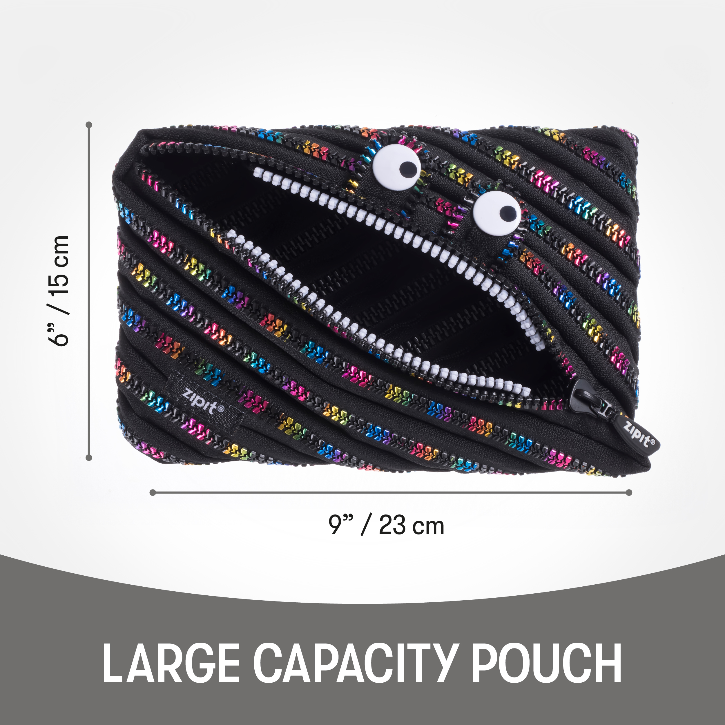 ZIPIT Monster Large Pencil Case for Kids, Cute Pencil Pouch for Boys & Girls, Black - image 3 of 9