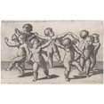 thumbnail image 2 of Marcantonio Raimondi 24x17 Black Ornate Framed Double Matted Museum Art Print Titled: Dance of Cupids, 2 of 5