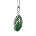 thumbnail image 3 of Galaxy Gold GG 14K White Gold Checkerboard Cut Round Dyed Natural Green Sapphire Pendant Necklace - Renewal & Love - 16" to 24" - Fine Jewelry for Women, 3 of 4