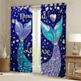 thumbnail image 2 of Erosebridal Mermaid Princess Curtains Pack of 2 (38x45), Bling Fish Tail Curtains for Living Room, Marine 30%-50% Black Out Curtains, Bedroom Curtains Bedroom Decorative, 2 of 6