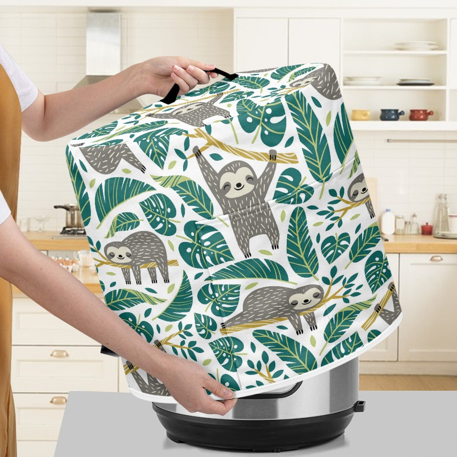 Xoenoiee Leaves Sloth Pattern Kitchen Appliance Dust Cover with Pockets