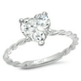 thumbnail image 1 of 2 ct Heart Cut Real Genuine Natural Diamond SI1-SI2 G-H 18K White Gold Solitaire Promise Wedding Statement Engagement Designer Ring size 7, 1 of 7