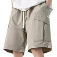 thumbnail image 2 of ZyeKqe Cargo Shorts for Men Drawstring Wide Leg Outdoor Hiking Lightweight Casual Solid Color Plus Size Shorts, 2 of 5