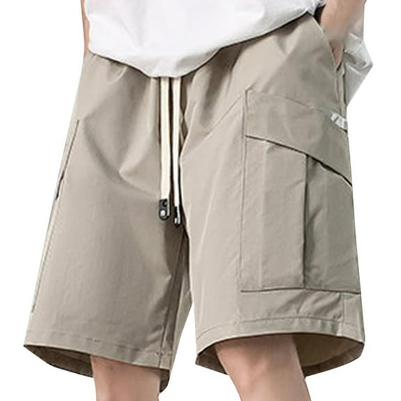 cllios Mens Cargo Shorts Big and Tall with Multi Pockets Elastic Wasit Drawstring Work Shorts Lightweight Athletic Shorts Cargo Shorts for Men Under $5 Khaki,XXL