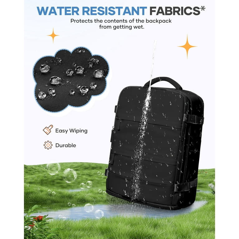 SYCNB Lightweight Water-Resistant Travel Backpack, Black photo 4