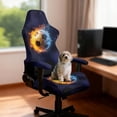 thumbnail image 2 of SCRAWLGOD Soccer Flame Print Black Print Gaming Chair Cover with Armrest Cover, Anti-Dust High Back Computer Chair Slipcover 4 PCS Breathable Rotating Chair Seat Protectors with Elastic Bottom, 2 of 7