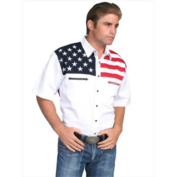 Mens Western Shirt - White - Extra Large