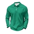 thumbnail image 3 of CCRFTGI Mens Long Sleeve Polo Shirts Classic Casual Button Polo Tee Lightweight Collared Golf Shirt Dark Green S, 3 of 6