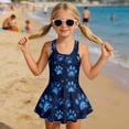 thumbnail image 3 of Xixirimido Blue Dog Paws Print Girls One Piece Swimsuits with Skirt Sleeveless Swim Dress Modest Skirted Swimwear with Built-in Shorts UPF 50+ Bathing Suit, 5-6 Years, 3 of 7