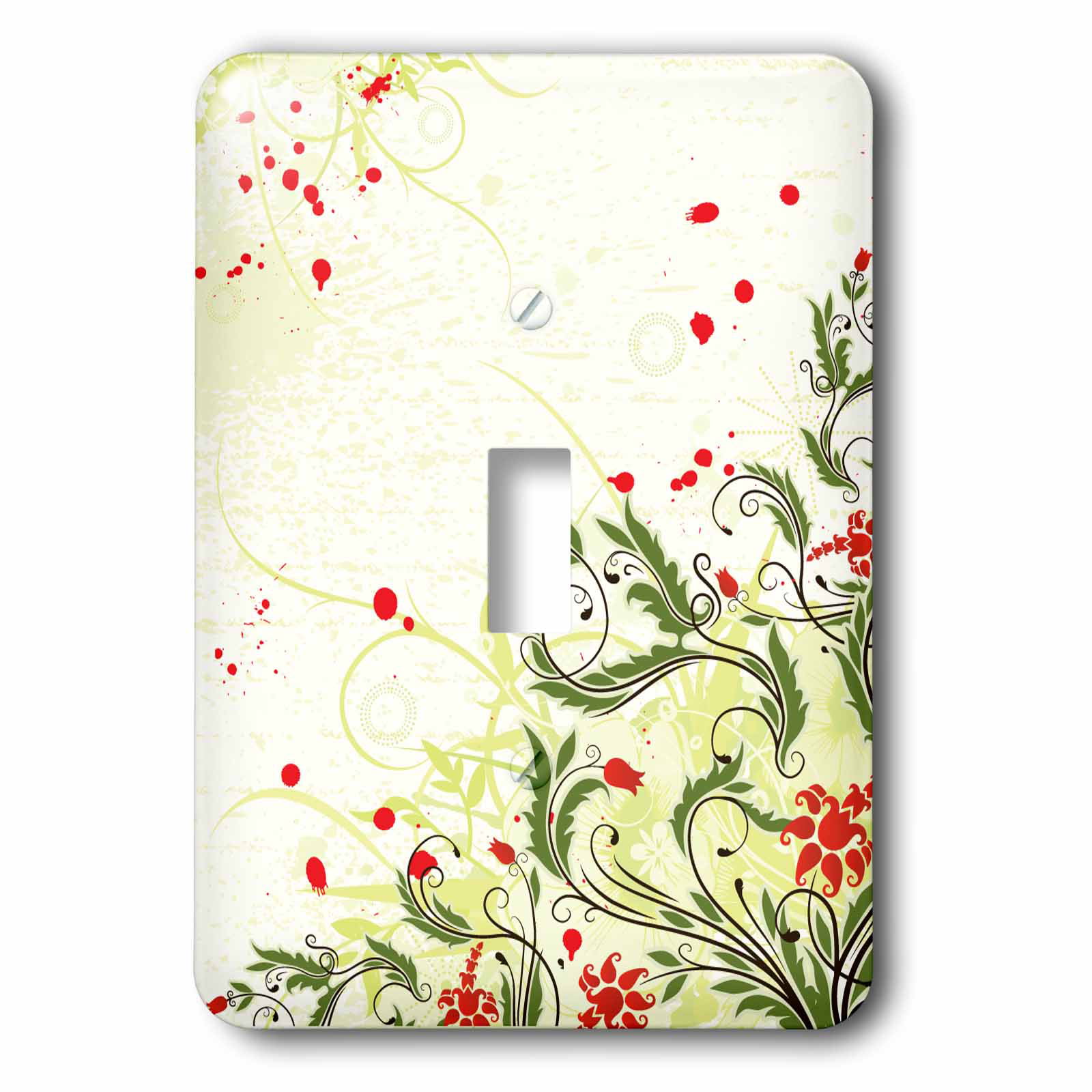 3dRose lsp_60550_2 Sing Dance Enjoy Life Red N Gold Floral Scroll Double Toggle Switch