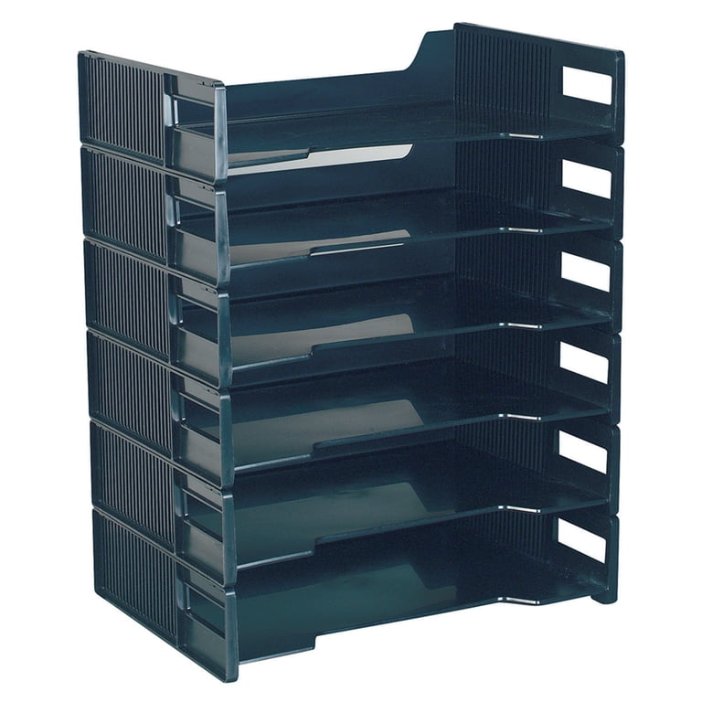 Innovative Storage Designs Stackable Letter Trays, Black, 6-Pack photo 1