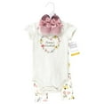 thumbnail image 2 of Hudson Baby Infant Girl Cotton Bodysuit, Pant and Shoe Set, Soft Painted Floral, 9-12 Months, 2 of 5