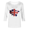 thumbnail image 5 of WREESH Womens Great Britain Uk Flag T-Shirts Casual 3/4 Sleeve T-Shirts Round Neck Cute Tunic Tops Basic Graphic Tees Blouses Loose Fit Pullover White, 5 of 5