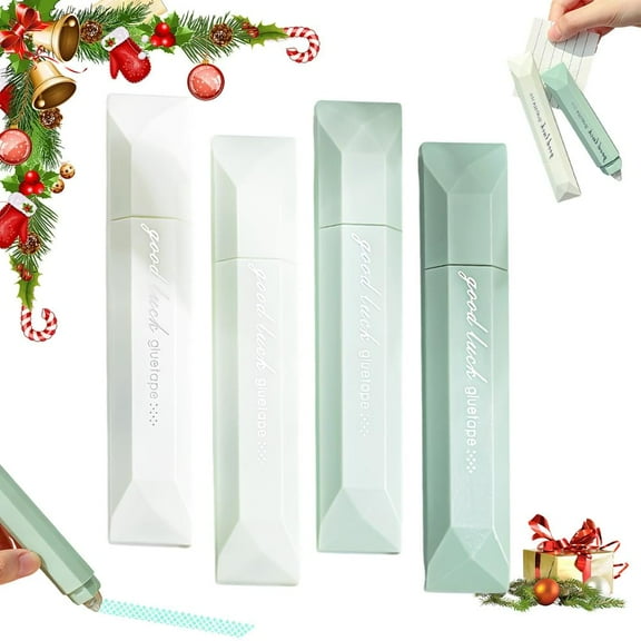 Double Sided Tape Pens, 4 Pack Scrapbooking Double Sided Tape Roller, Retractable Adhesive Glue Runner for Scrapbooking, Glue Runner Roller for Gift Wrapping Crafts Office School (A:Green 4PCS)