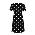 thumbnail image 5 of Sakmal Polka Dot Plus Size Summer Dresses Basic Loose Fit Short Sleeve Comfort Fit Black Long Sundress, 5 of 5